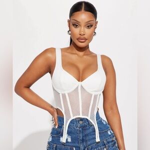Fishnet Fever Corset Top White XL Fashion Nova sexy streetwear crop top festival
